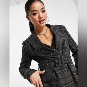Plaid Belted Blazer 4th & Reckless NWT